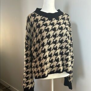 Black and Cream Houndstooth Sweater